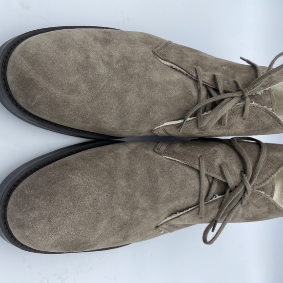 Taupe Suede Lace-up Boots with Fleece Lining main image 5